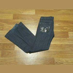 7 For All Mankind Dojo Dark Wash Mercer leather 27